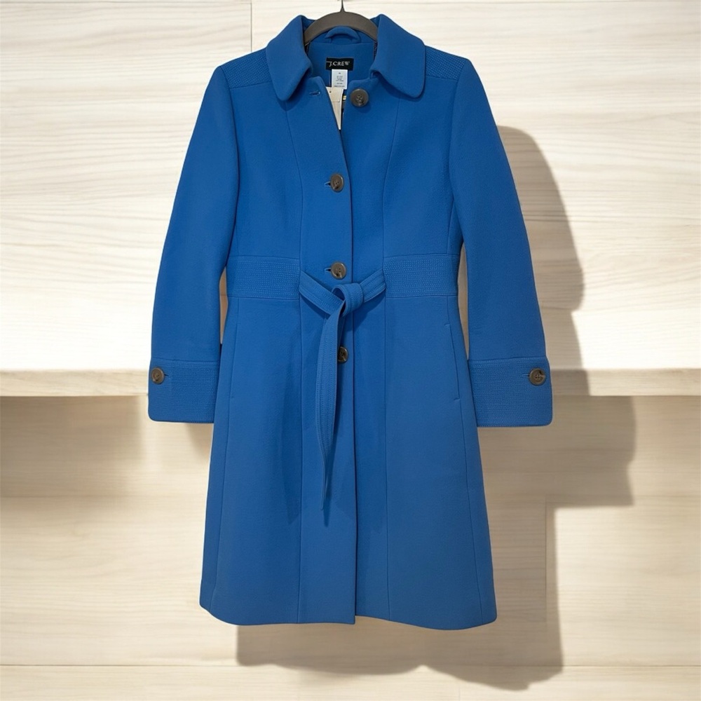 J. Crew Vibrant Blue Belted Pea Coat